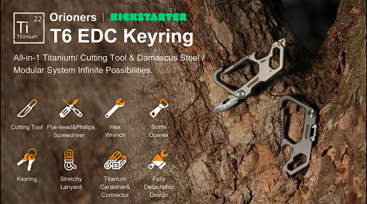  Orioners T6: Gr5 Titanium Compact Keyring Modular EDC System