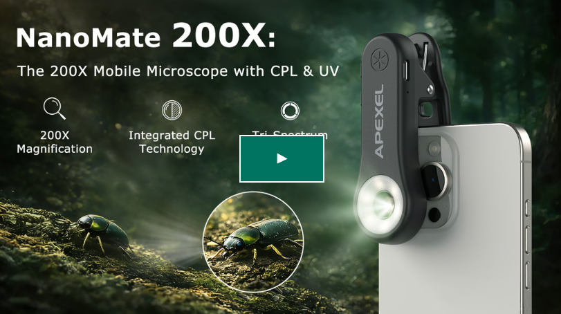 NanoMate 200X: The 200X Mobile Microscope with CPL & UV