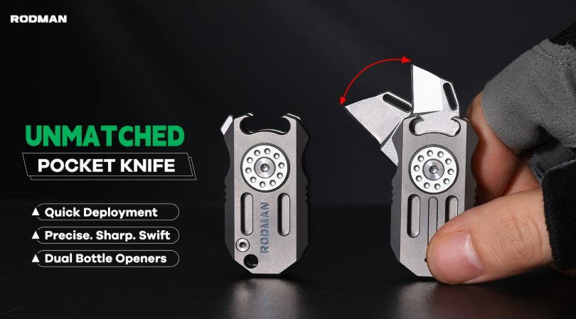 RODMAN EDC Pocket Knife with Built-in Bottle Opener