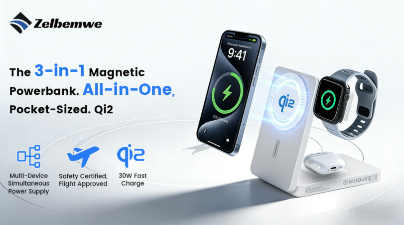 Qi2 3-in-1 Magnetic Powerbank – All-in-One , Pocket-Sized.