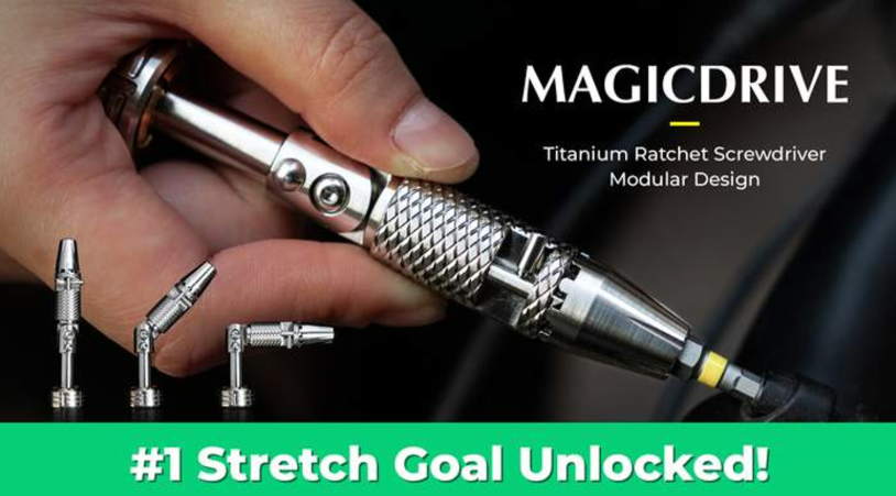 MAGICDRIVE Precision-Machined Titanium Ratchet Screwdriver