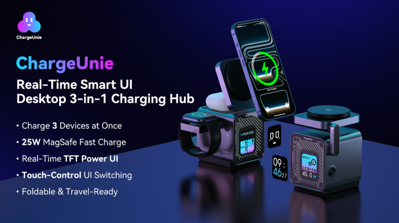 ChargeUnie: Real-Time Smart UI Desktop 3-in-1 Charging Hub