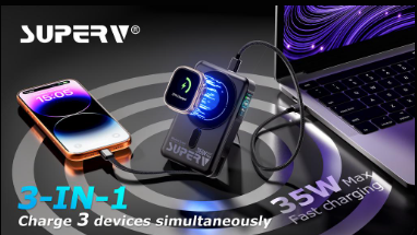 SUPERV: 10000mAh with Smart Screen & 35W Fast Charge