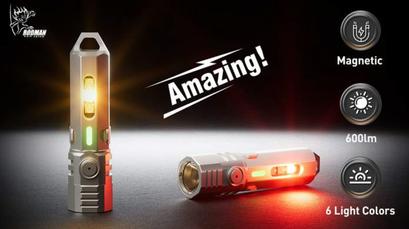  A 600lm Ti Mini Flashlight with Magnetic Clip and Six-Color