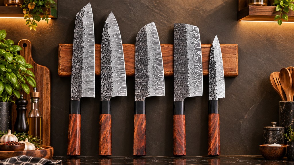 Hand forged SanMai Damascus Steel Chef & Kitchen Knife Set