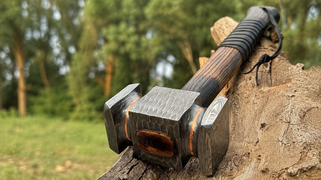 Heritage Damascus Hammer With Copper Liners & Vintage Head.