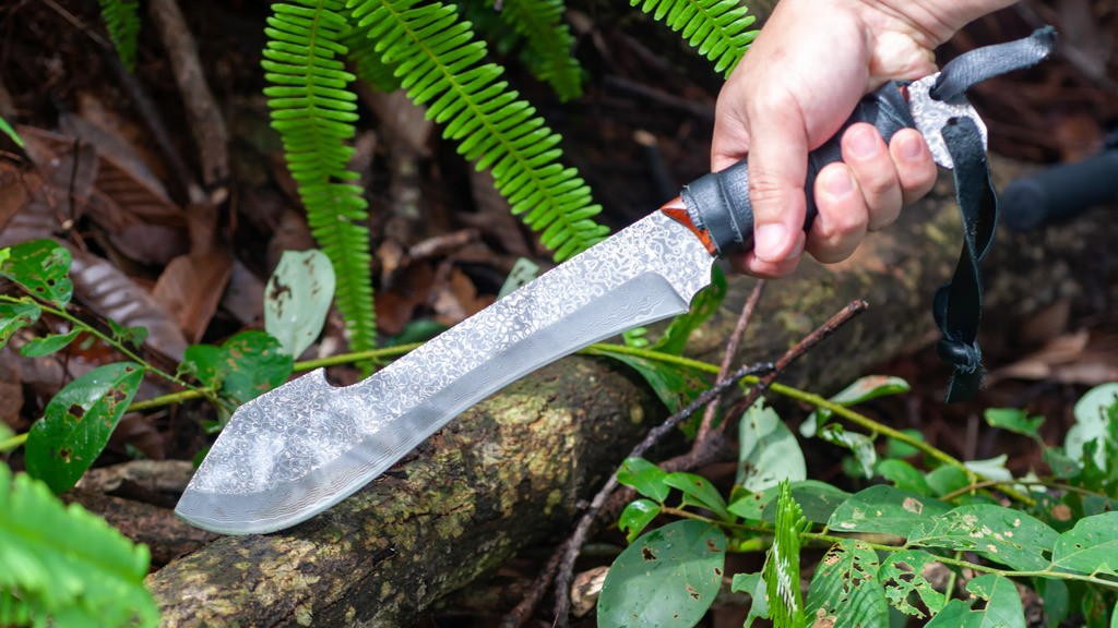 Coinax VG10 Damascus Camp Knife | Leather Grip